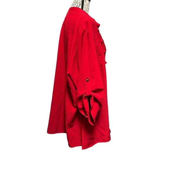 Women's Kathy Che 18/20‎ Red rollup tab sleeves Y2K Whimsical Officecore Travel - Picture 3 of 9